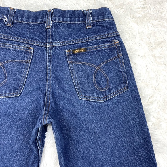 VINTAGE |•SADDLE KING•| Dark Wash Straight Leg Vintage Blue Jeans - Picture 6 of 14